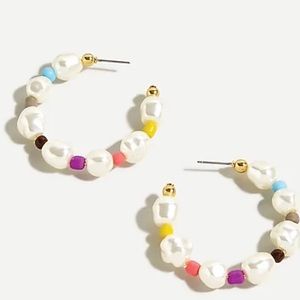 J. Crew Rainbow-pop pearl hoop earrings